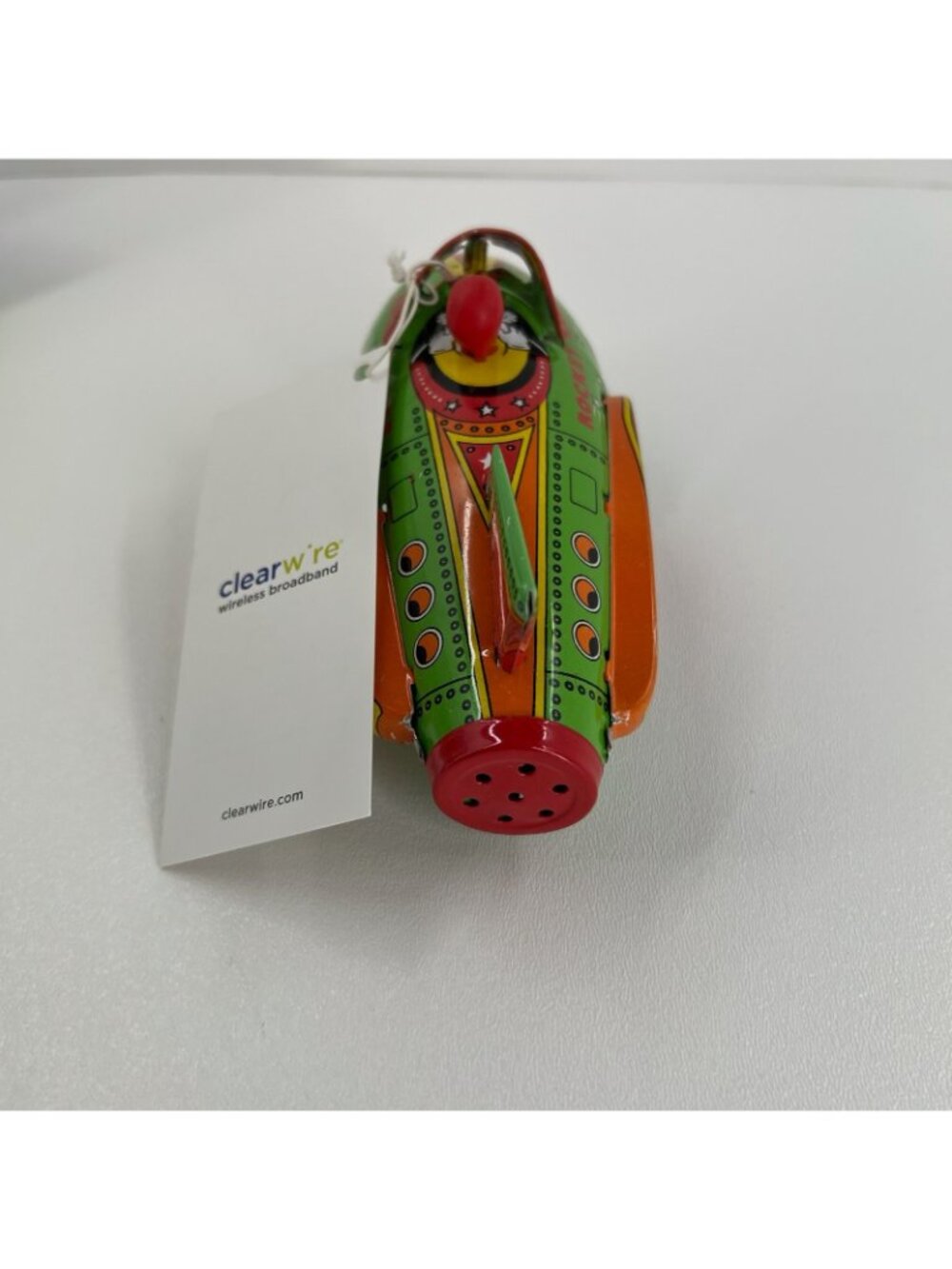 Schylling Rocket Racer Tin Wind Up Toy with Box Clearwire Promo Space Ship Green - Picture 5 of 14